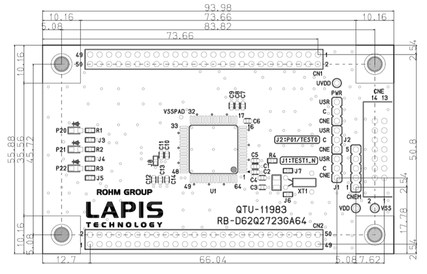 Technische Zeichnung - ROHM Semiconductor RB-D62Q2723GA64 Referenzboard